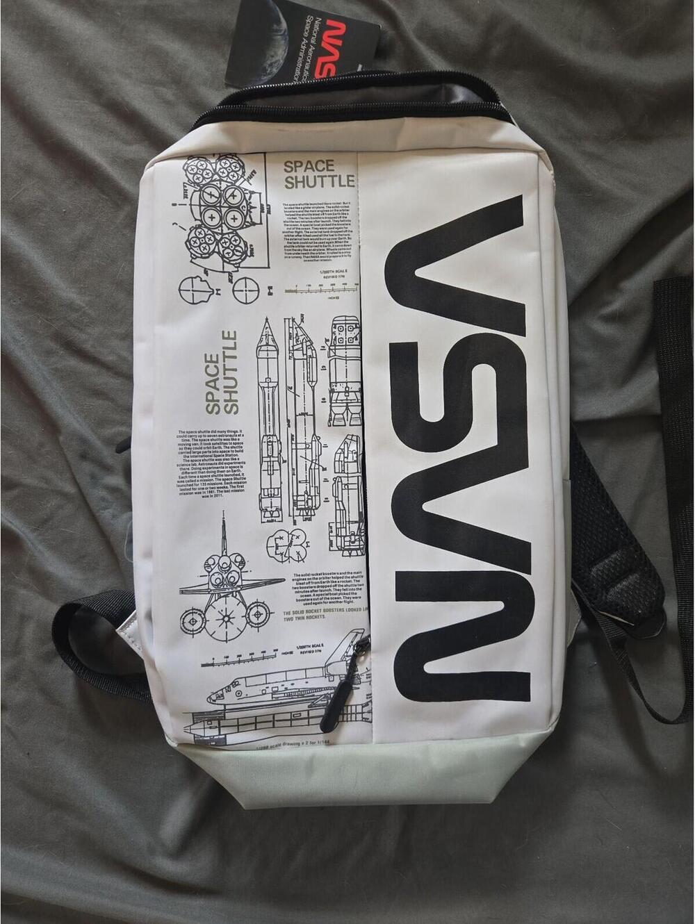 NASA Space Shuttle Blueprint Graphic Backpack with USB Port